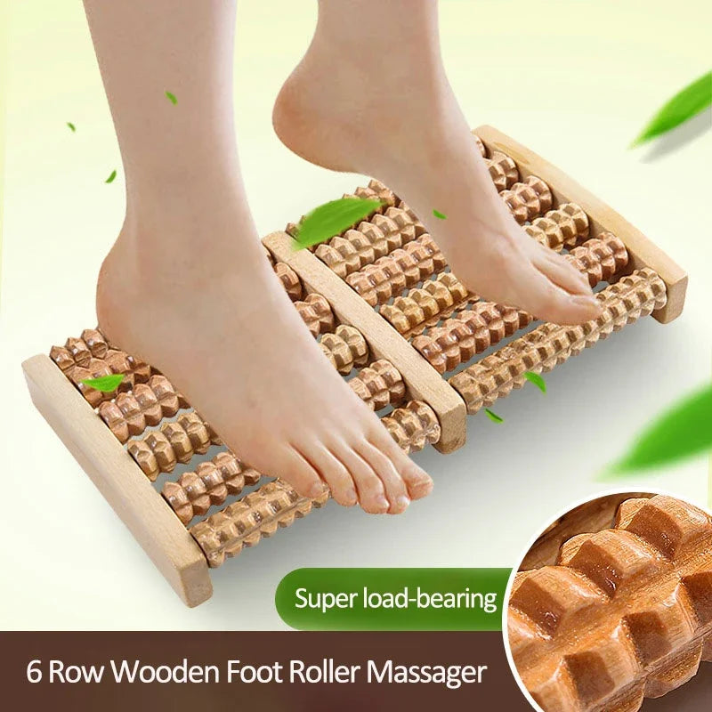 Rouleau de massage pieds en bois sans câble ni batterie