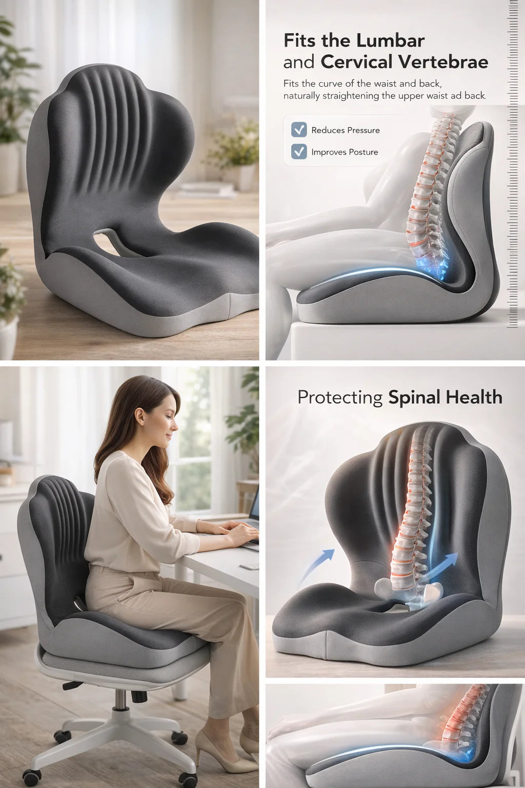 Coussin d’assise ergonomique Lumora – mémoire de forme pour bureau et voiture
