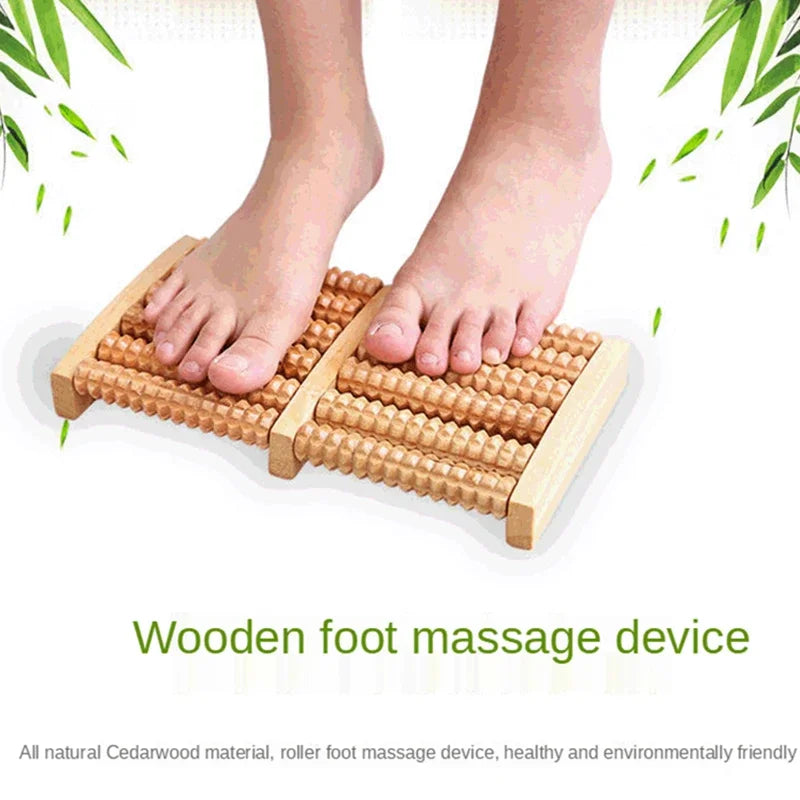Rouleau de massage des pieds Lumora en bois à 6 rangées