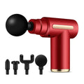 Mini pistolet de massage rouge avec quatre embouts interchangeables